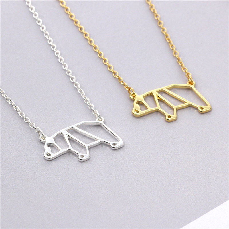 New Necklace Origami Panda Necklace Environmental Protection Alloy Plating Gold Silver Animal Cubs Necklace Clavicle Chain display picture 14