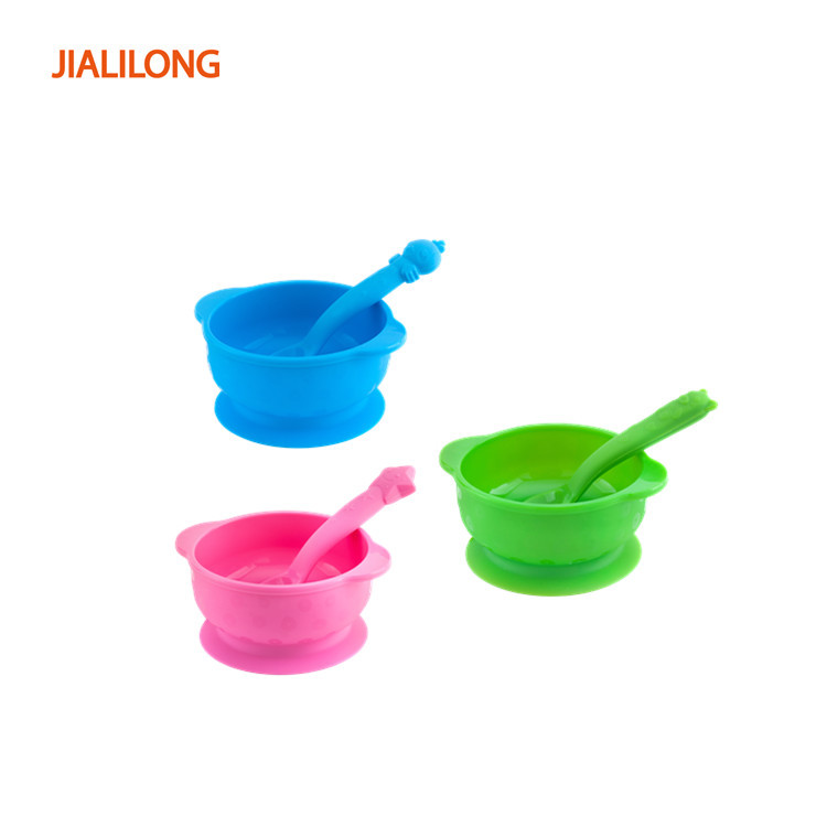 Juego de tazón con ventosa de silicona y cuchara para bebé de 280 ml, antideslizante y resistente al calor