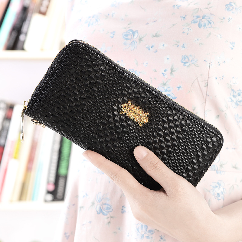 批发2020钱包女单拉长款手拿包韩版风范编织潮手机包女士卡包钱夹|ms