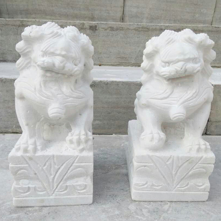 厂家批发墓地专用家用看门汉白玉小石狮子大理石雕狮子白玉小香炉
