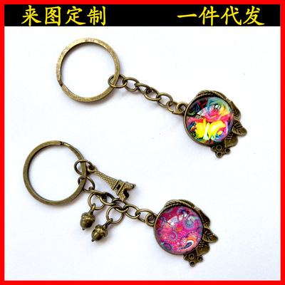 Time gemstone crystal Key buckle Party activities Anniversary Key Chain DIY customized Bronze Bag