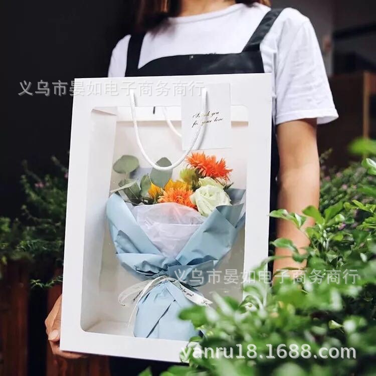 Bolsa de papel con ventana transparente para regalo de flores   