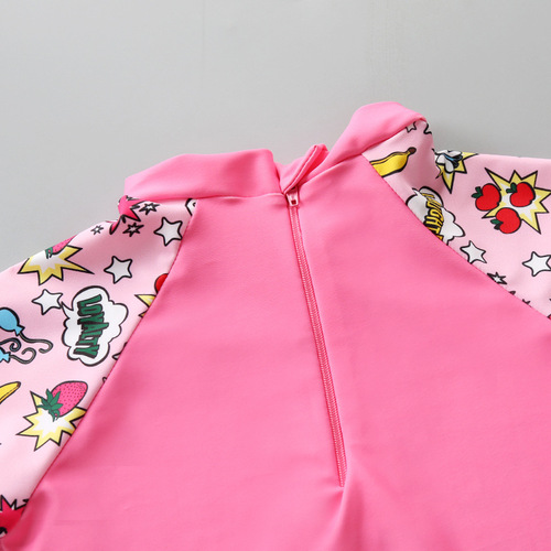 Children's swimsuit, middle and large children's one-piece sunscreen quick-drying suit, baby girl student, cute swimsuit with hat