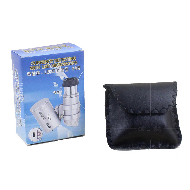 楚达带验钞灯60倍手机放大镜迷你珠宝玉石便携显微镜 led放大镜