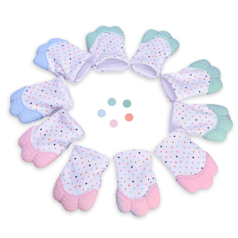 寶寶牙膠手套磨牙咬膠嬰兒手套春夏防吃手指可啃咬  防抓矽膠