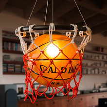美式吊灯复古篮球灯创意餐厅体育馆卖场运动主题服装店玻璃吊灯
