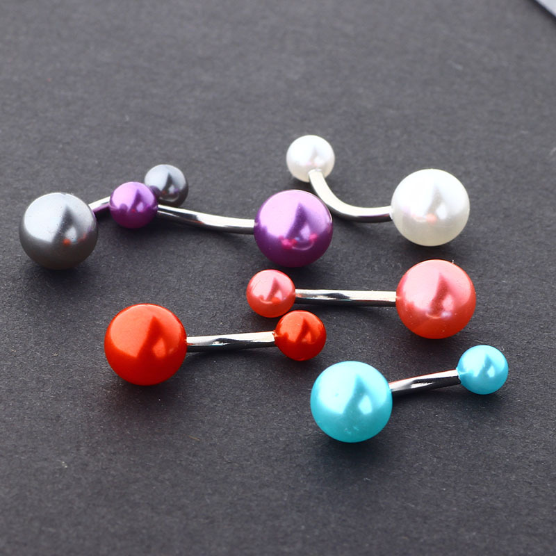 6-Pack Glow Belly Button Rings, Stainless Steel Navel Ring Set with Pearl - European American Style detail image 7