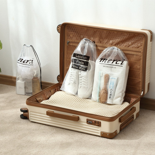 Storage bag waterproof portable transparent bag for storing shoes travel women's drawstring bag clothing drawstring bag shoe bag