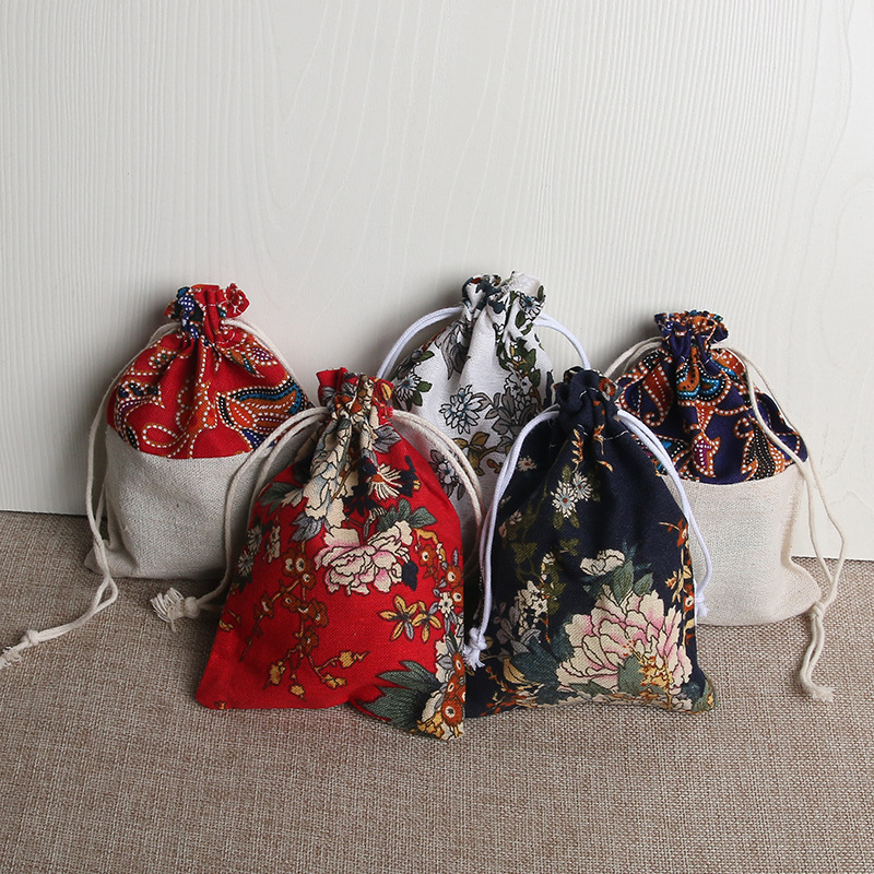和风布袋  日式束口 佛珠手串收纳袋 精美珠宝饰品绒布袋