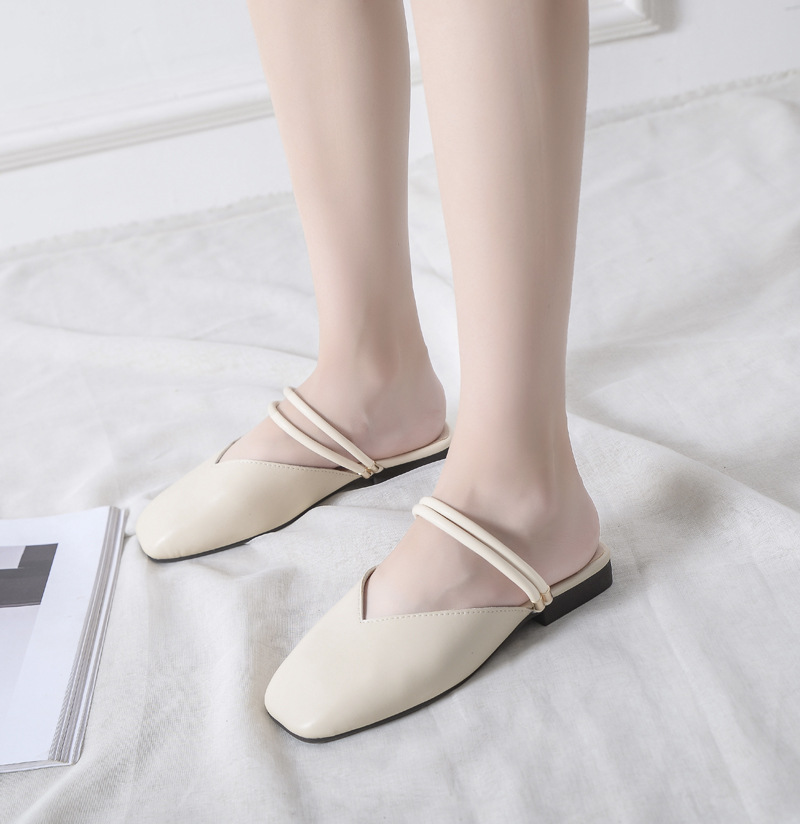 Spot Summer Flat Slippers Female Lazy Half Tip Baotou Muller Shoes Small Size Cross Border Supply Of Goods_voghion.com