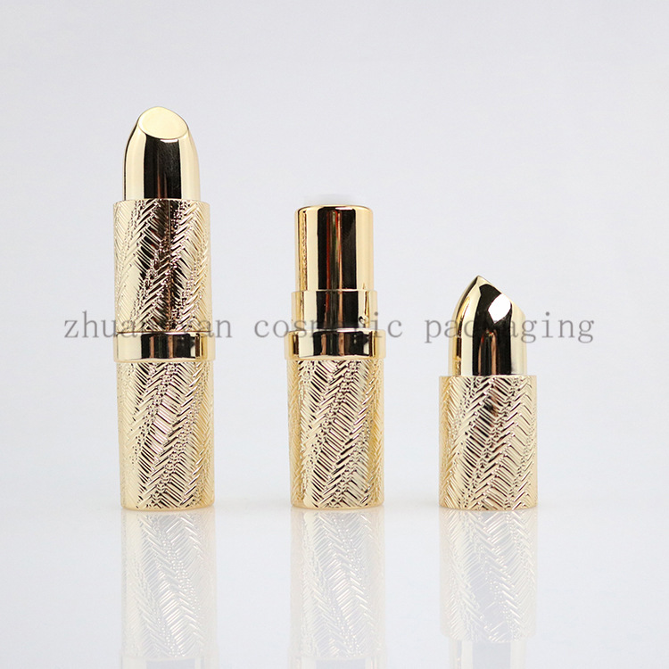日韩奢华金管3g唇膏管包材塑壳口红斜切面凹凸手感压痕精致INS款