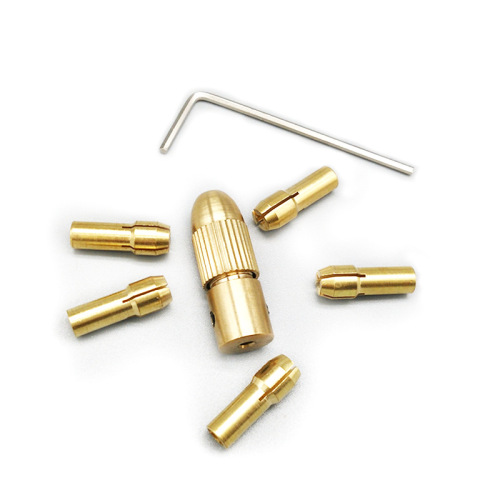 Cross-border 7pc micro electric grinding copper chuck small electric grinder central shaft brass four-claw small chuck 7-piece set