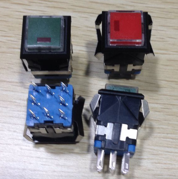 上海永星开关KD2-21 自锁带灯按钮开关 8个脚按钮开关 正方形自锁