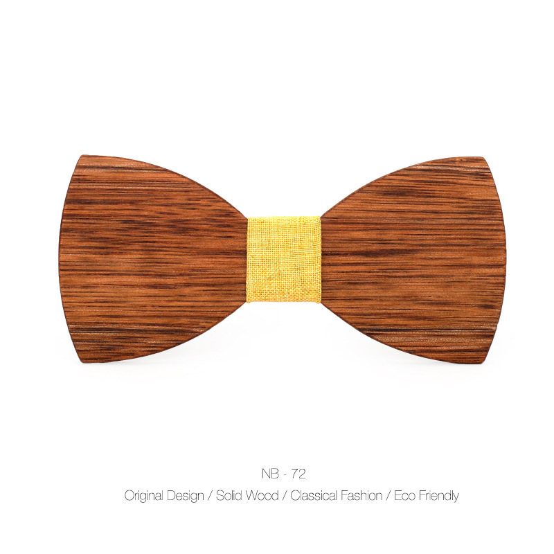 Venta al por mayor de madera maciza pajarita de madera europea y americana arco de madera hecho a mano pajarita de madera de los hombres pajarita de una sola pieza entrega NB