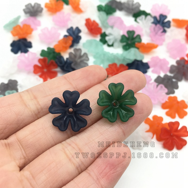 Ancient-style palace flower hairpins, lotus leaf flower acrylic frosted heart-shaped flower trays, bride's headwear, five-leaf flower hair accessories detail image 5