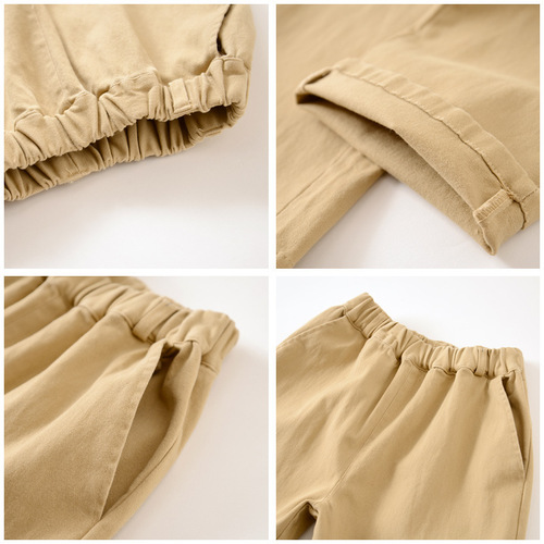 Children's khaki school uniform trousers, primary school boys' trousers, navy blue older children's school trousers, stretch trousers for girls