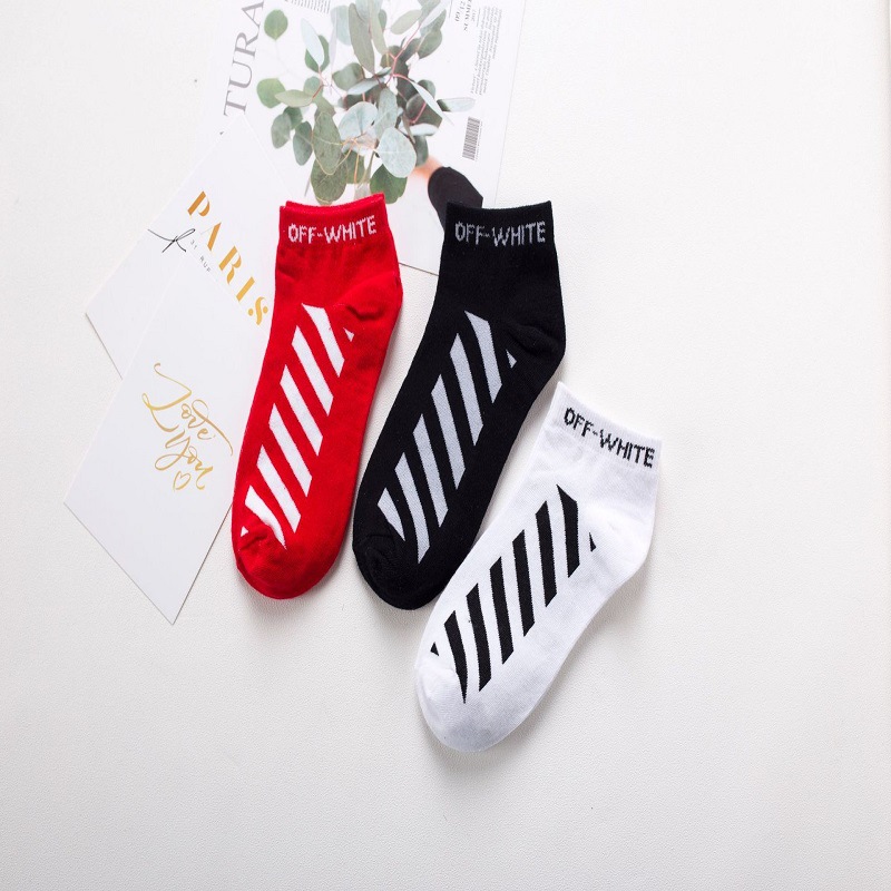 Korean Short Socks Japanese Street Trendy Brand Black and White Red Striped Harajuku Hong Kong Style Four Seasons Boat Socks for Men and Women Students