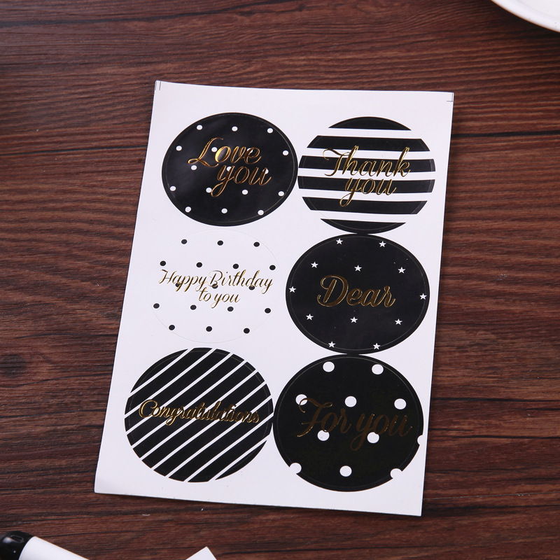 Estilo coreano creativo dorado gracias por bendición decoración etiqueta adhesiva regalo Día de San Valentín hornear Etiqueta de sellado