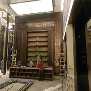 佛山厂家承接定制酒店工程中式镂空黑钛304不锈钢铝雕装饰屏风