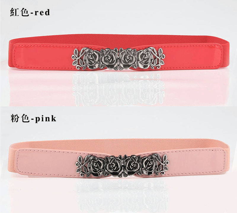 New Rose Pair Buckle Thin Solid Color Belt Wholesale Nihaojewelry display picture 7