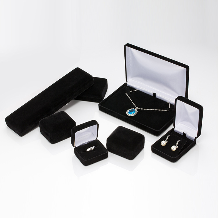 支持定做 植绒布戒指/耳钉/耳环/吊坠/手链/项链首饰盒可定制logo