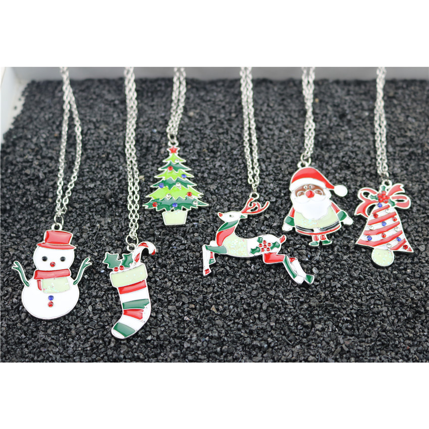 Cute Christmas Tree Sock Snowman Alloy Christmas Women's Pendant Necklace display picture 1