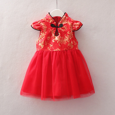 girl Tang costume cheongsam Spring and autumn payment vest Dress children Princess Dress Yarn skirt new year Manufactor wholesale