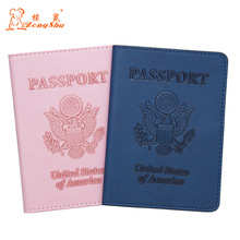 棕鼠亞馬遜美國USA護照夾油邊多卡位本護照套PU機票夾批發定制
