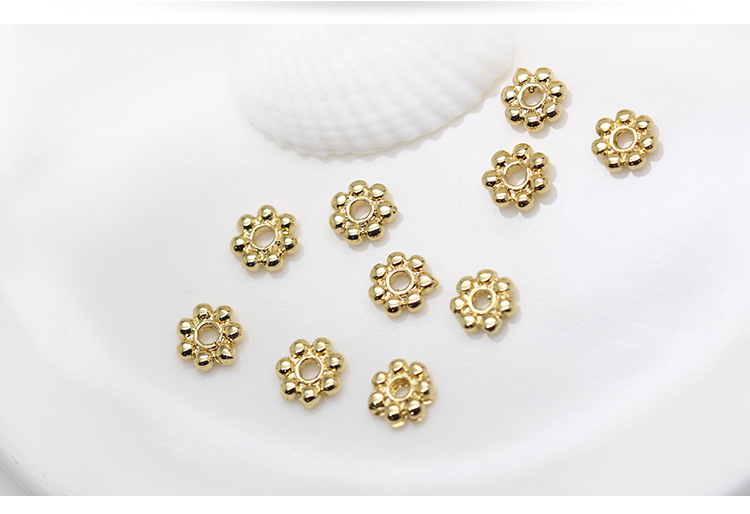 1 Piece 5.5mm Diameter Diameter 7 Mm Copper 14K Gold Plated Flower Polished Spacer Bars display picture 3