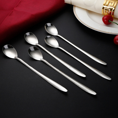 410不鏽鋼家用水抛仙鶴加長冰勺辦公室咖啡攪拌勺咖啡勺餐具套裝