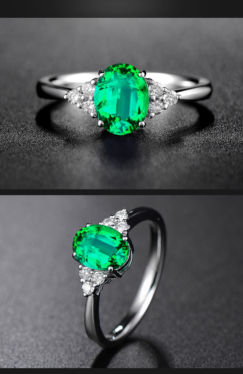 Fashion Oval Copper Rings Inlay Artificial Gemstones Copper Rings