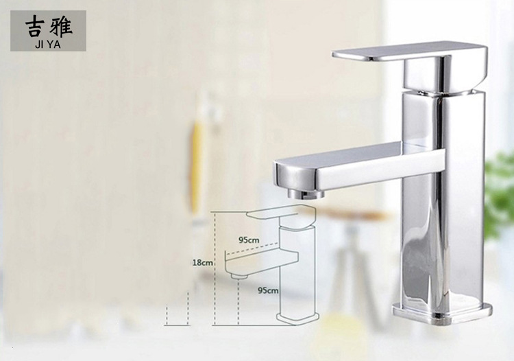 Grifo cuadrado caliente y frío solo agujero único mango lavabo grifo