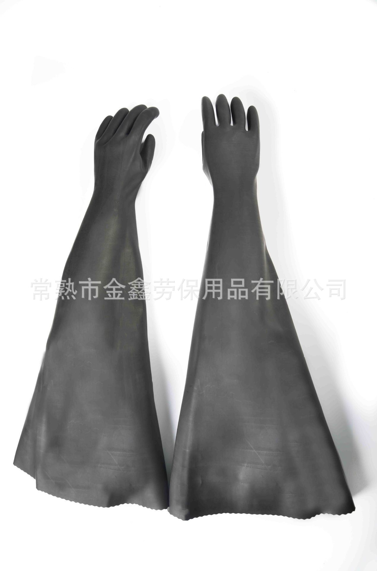 加长黑色耐酸碱耐油工业乳胶手套 防化工橡胶化学乳胶长手套