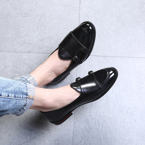 Retro British men's leather shoes, belt buckle, trendy shoes, men's foreign trade agency