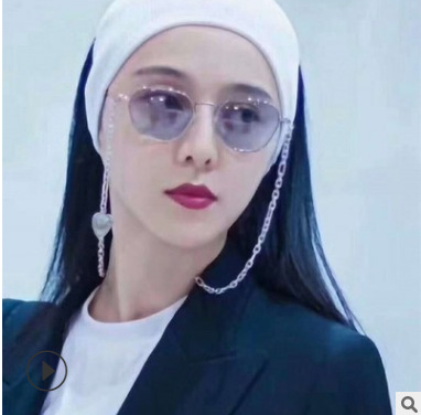 18新款範爺同款墨鏡 鏈條款金屬平光眼鏡女網紅時尚框架眼鏡現貨