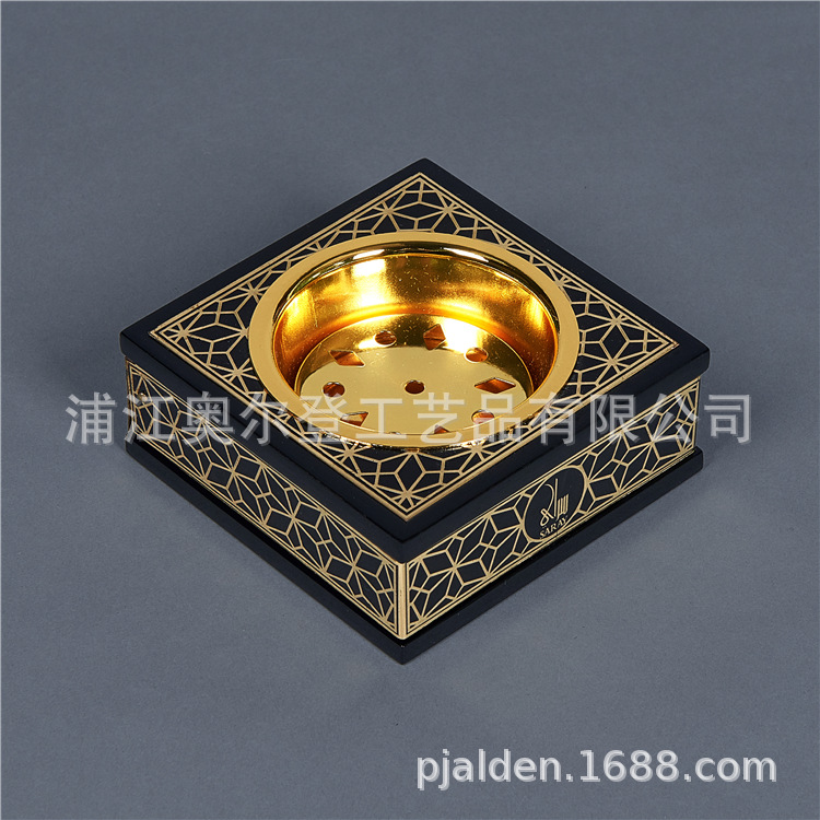 2019 Middle East Incense burner Wooden Custom square decorative items Alloy incense burner Flat mouth creative custom export wholesale detail image 1