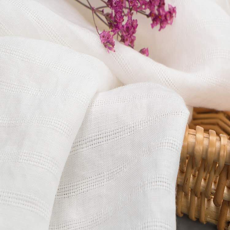 厂家直销 条纹提花纯亚麻布 春夏高档衬衫连衣裙梭织亚麻面料批发