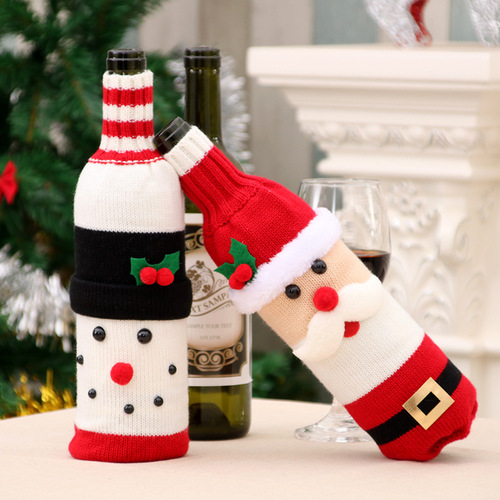 Red Wine Bottle Cover Bags Snowman Santa Claus Christmas Decoration Table Xmas