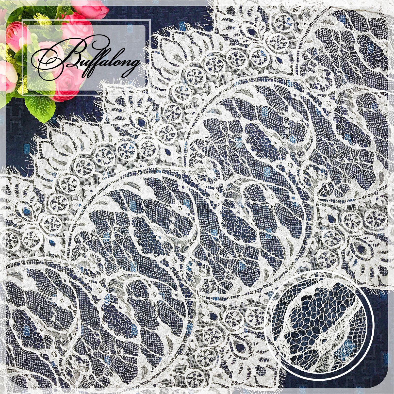 无弹双边锦纶丝睫毛蕾丝花边 45cm波浪镂空火苗lace 外贸时装辅料