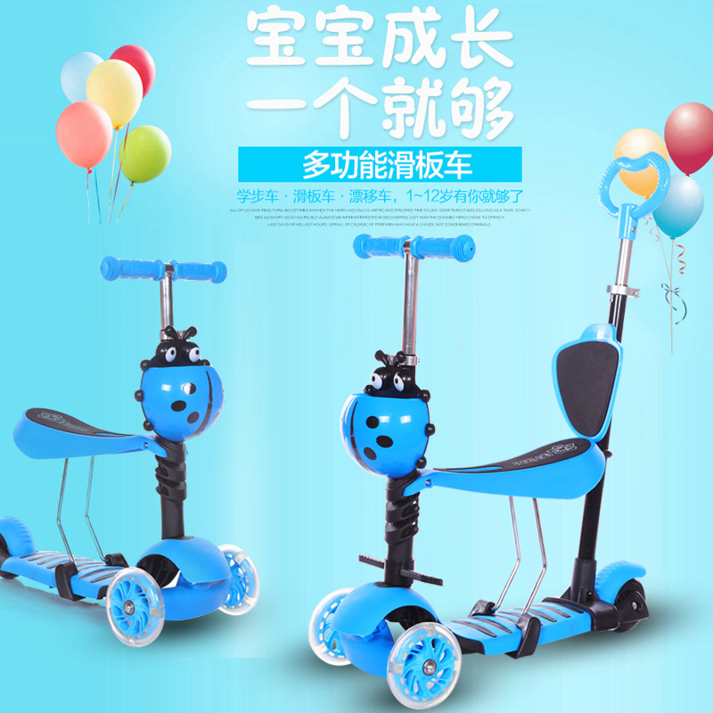 Nuevo 3 - en - 1 scooter multifuncional para bebés caminantes de moda de tres ruedas de scooter asiento desmontable