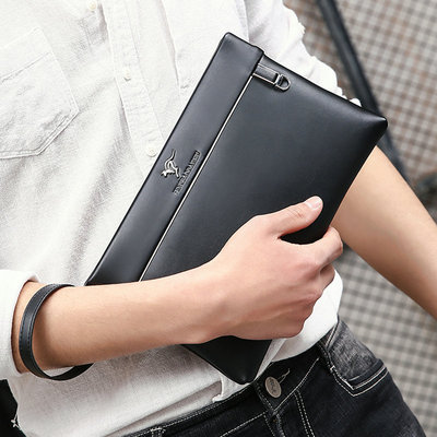 源头厂货袋鼠手包男潮流时尚夹包男士手拿包大容量商务软皮信封包|ms