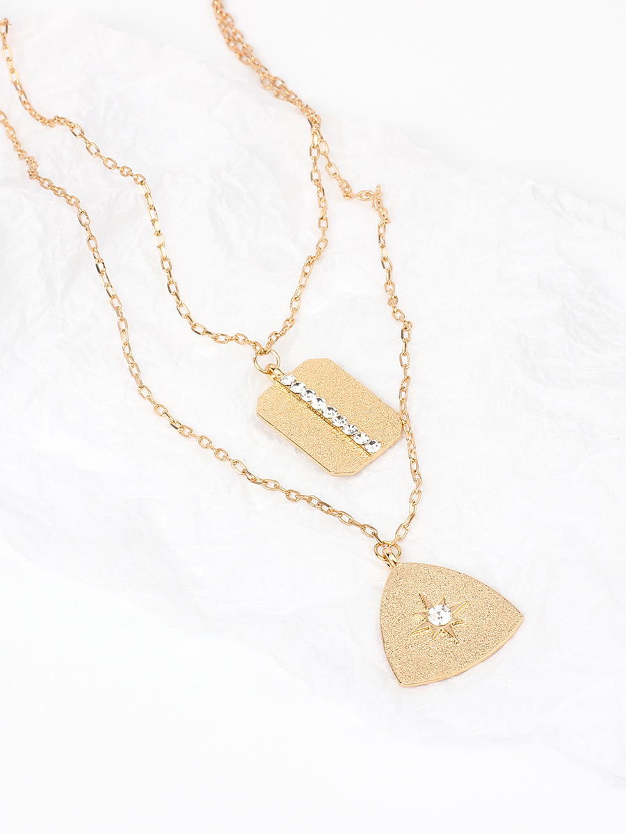 14g Weight Pendant Necklace Classification Travel Occasion Women'S Gender Gold, Silver Color Fashion Golden Square  Pendant Necklace Wholesale 8