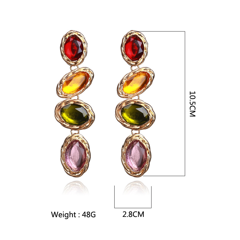 40g Weight 1 Pair Fashion Color Block Glass Plating Women's Drop Earrings