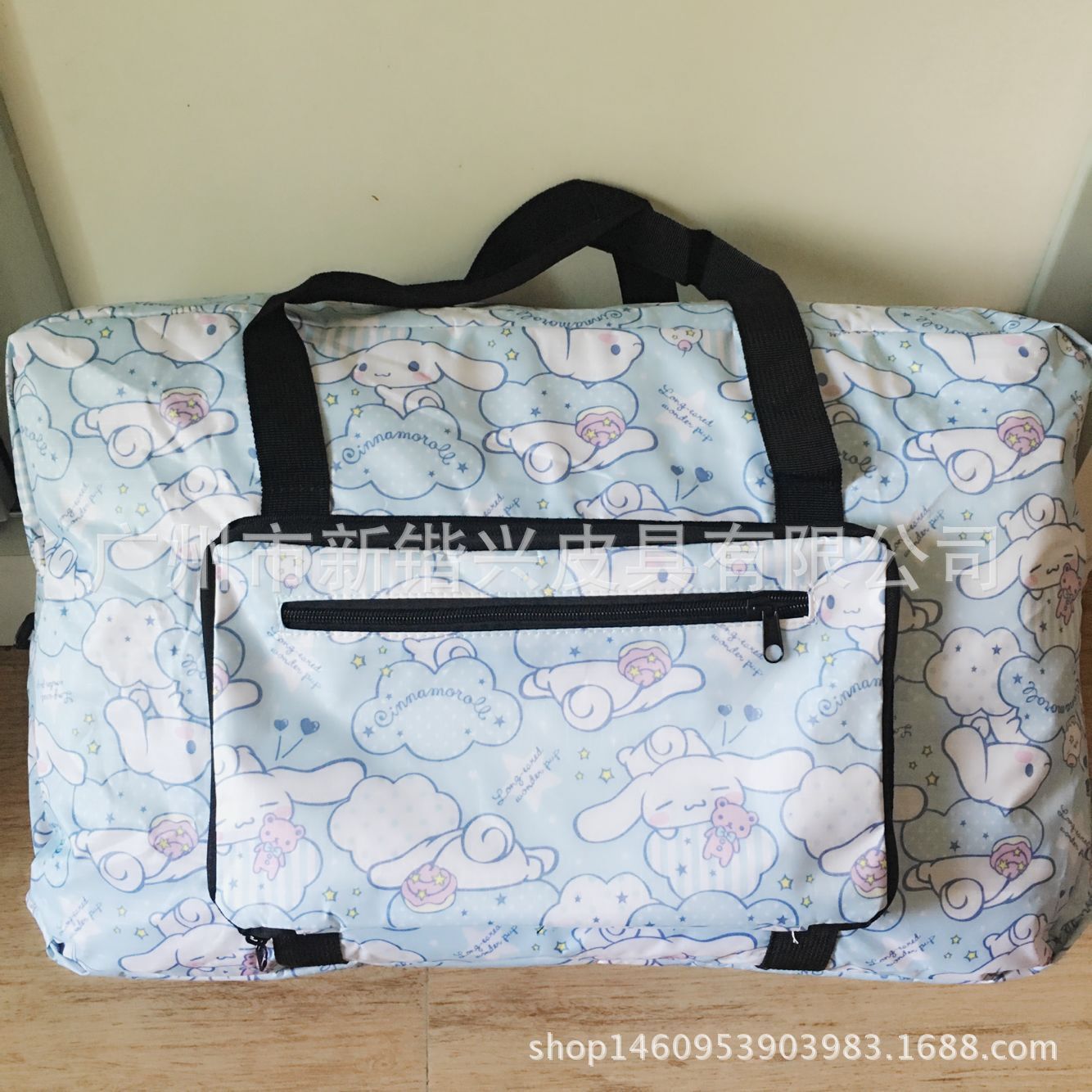 布丁犬玉桂犬美楽蒂k.t防水アニメ携帯折りたたみ旅行バッグはスーツケースに固定できます。