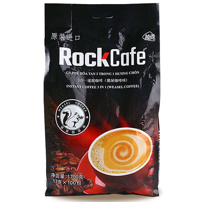 越南进口咖啡越贡ROCKCAFE三合一速溶猫屎咖啡1700克*5袋大量批发