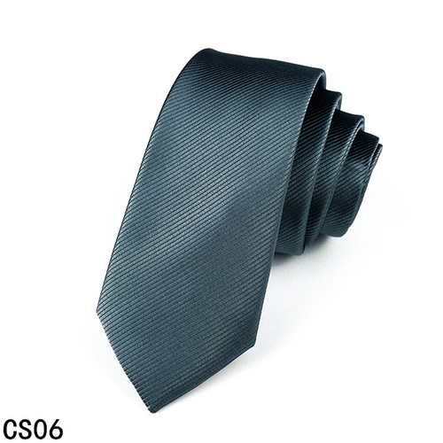 Tie Men's solid color polyester silk high-end business Korean threaded tie 6CM wedding groom 1200 stitches wholesale