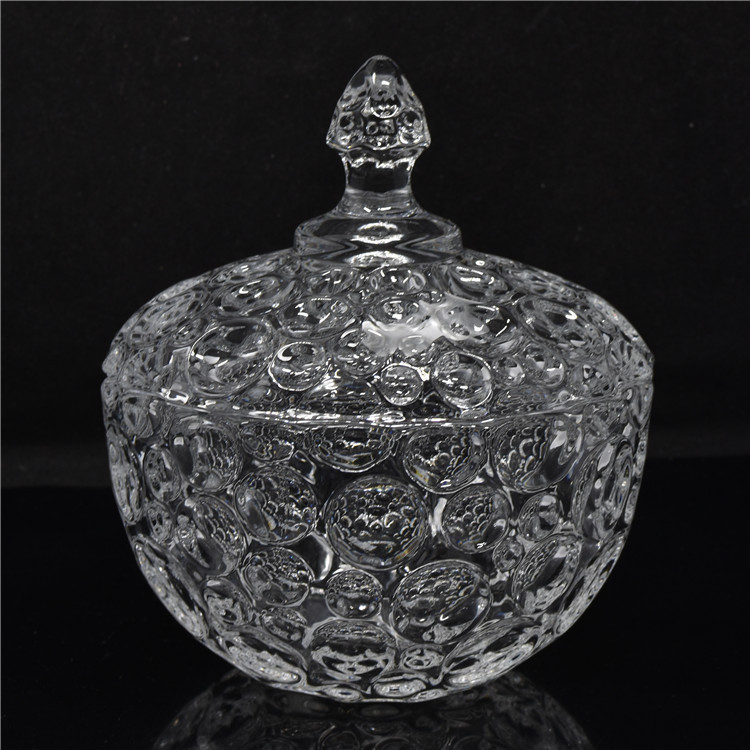 DELISOGA小号玻璃玻璃糖缸储物罐干果盒糖果瓜子果盘带盖