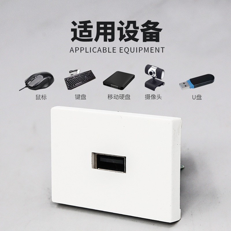N118-502AA USB直插模块A对A USB面板 墙插 美式墙面USB数据插座