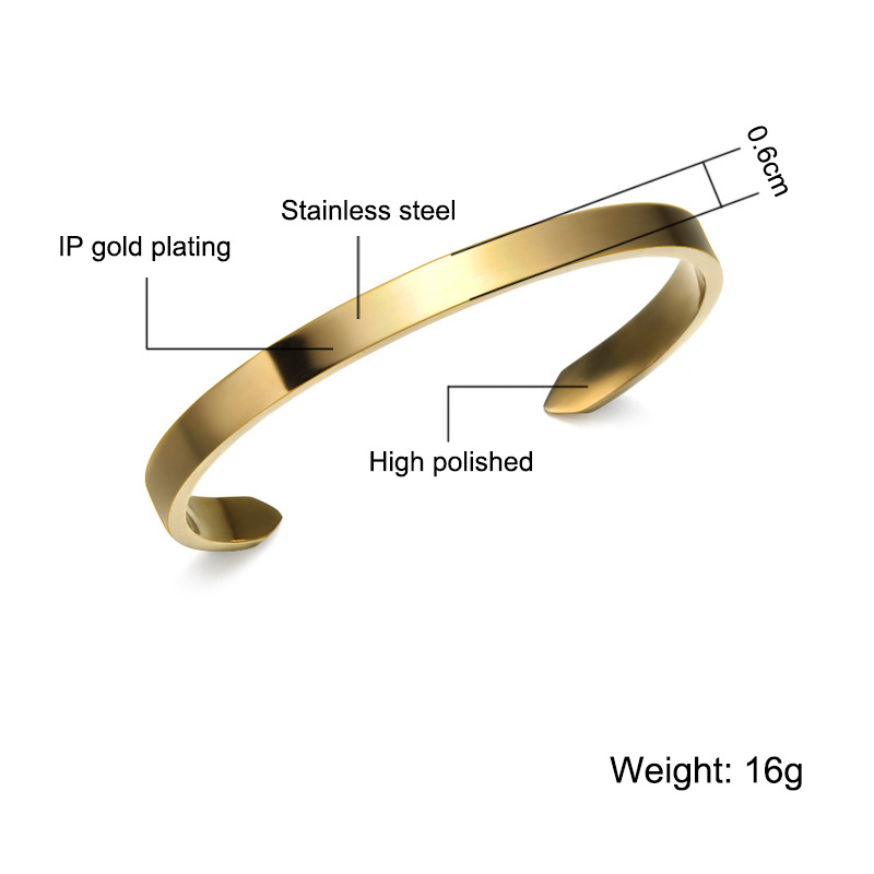 Simple En Acier Inoxydable Marquage Laser Gravure Bracelet Ouvert En Gros Nihaojewelry display picture 1