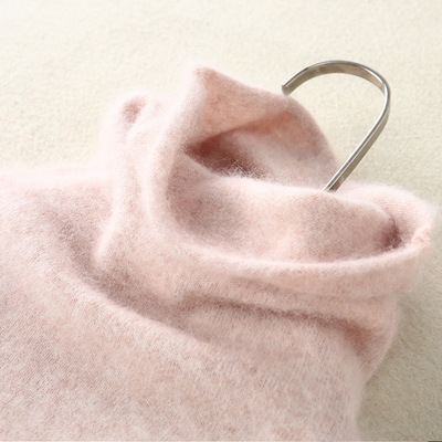 2018新款韩版女士自由领貂绒衫修身堆堆领打底针织加厚毛衣